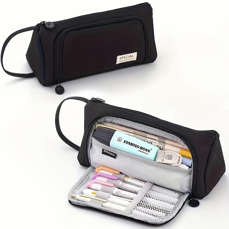 Product Introduction of Large Capacity Triangle Oxford Cloth Pen Case, 1 Count Durable Stationery Storage Bag, Stationery Organizer for School, Office and Travel 4