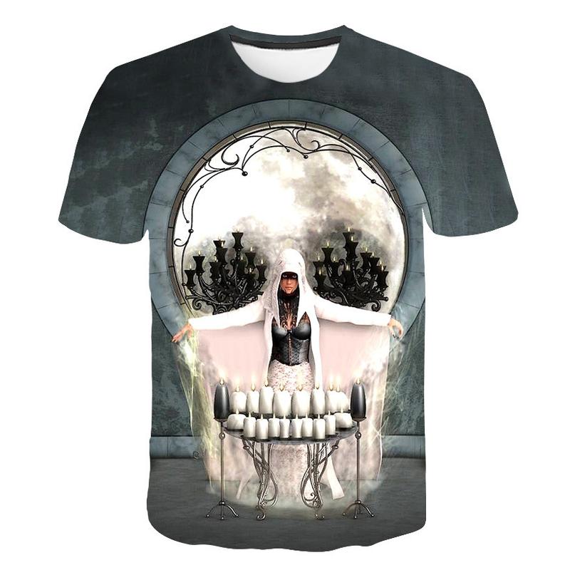 3D Printed T-Shirt Short Sleeved Top New Short Sleeved Halloween Printed Men'S Loose T-Shirt Street Trend Men'S Style  Menswear Polyester 4