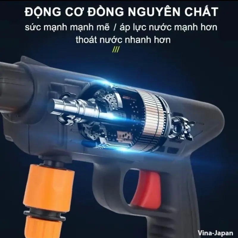 Máy rửa xe cầm tay dùng pin - Máy xịt rửa sân vườn, xịt rửa có tạo bọt tuyết -  TẶNG KÈM 1 KHĂN LAU 8