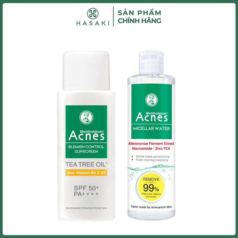 Combo Dung Dịch Tẩy Trang Acnes Cho Da Mụn 200ml + Sữa Chống Nắng Acnes Ngăn Ngừa Mụn Cho Da Mụn, Nhạy Cảm 50g |  HASAKI BEAUTY