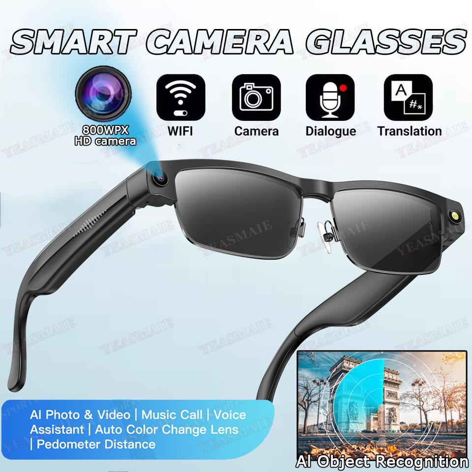 2025 Fashion 800W Pixels Camera Smart Glasses 270mAh Battery 1080P Video Shooting Bluetooth Call AI Translation Smart Sunglasses