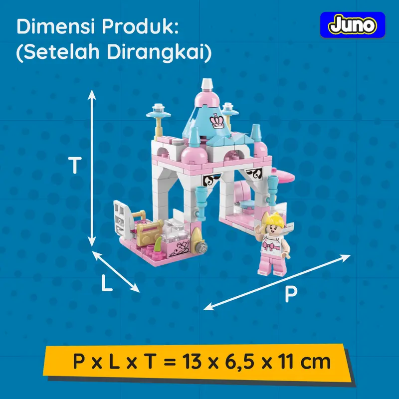 Mainan Balok juno 8612-1A | Mini Garden 6in1 | Mainan Balok Anak Rumah Istana Princess 3