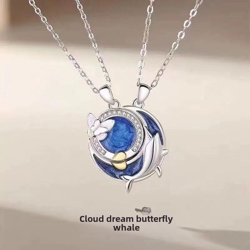  Vòng Cổ Cặp Đôi Thiết Kế Hình Cá Voi Dành Cho Nam Và Nữ Một Cặp Thiết Kế Độc Đáo Phong Cách Ins Dây Chuyền Xương Đòn Hình Bướm Chất Liệu Tráng Men Ý Tưởng Quà Tặng Tuyệt Vời Chain Women Jewelry Trang Sức 