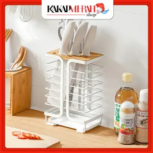 Rak Pisau Gunting Dapur Dengan Tirisan Kitchen Knife Minimalis Peralatan Dapur Estetik
