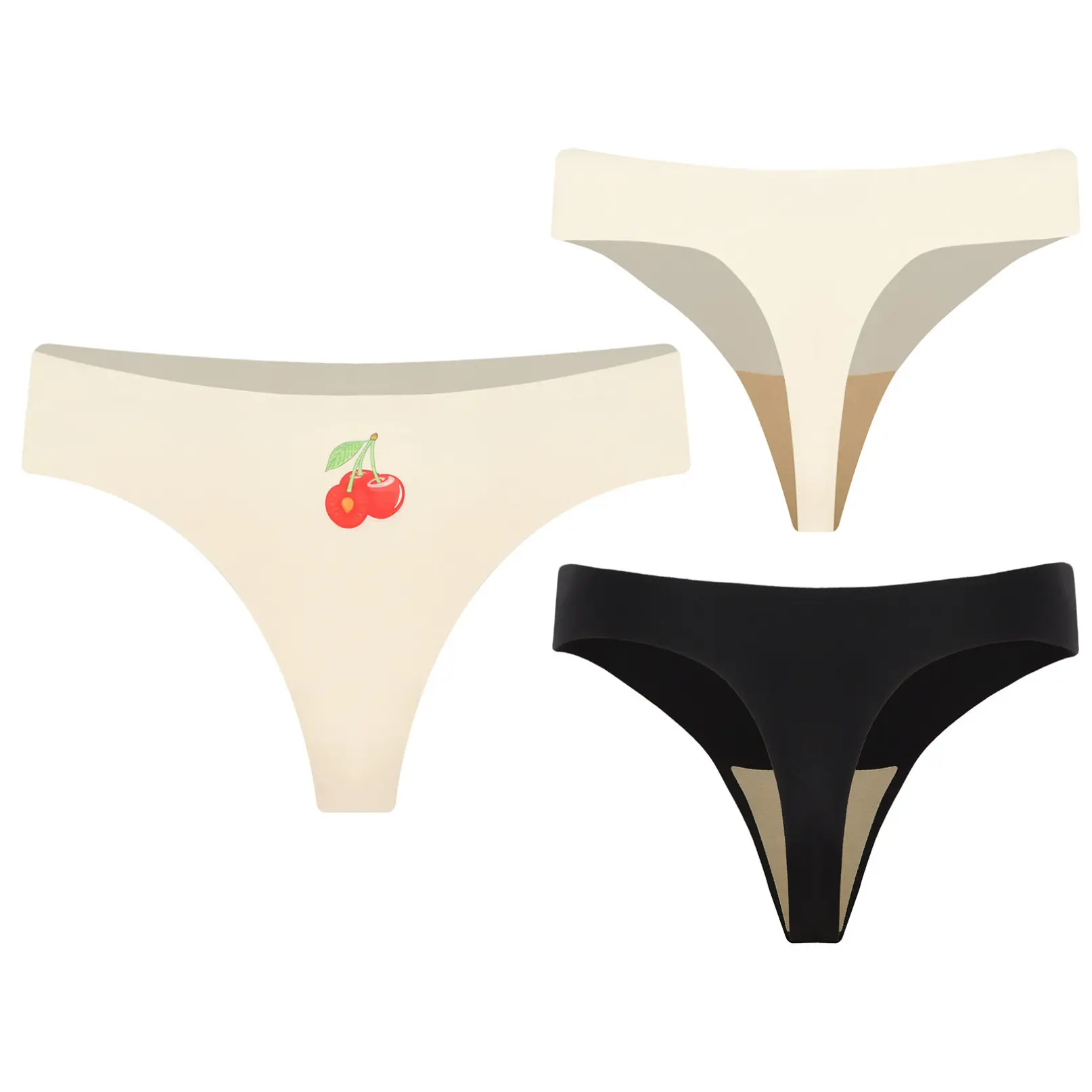 YiZYiF  Women Seamless G-string Thong Cute Fruits Printed T-back Underwear Sexy Briefs Stretchy Sport Panty