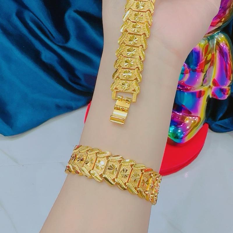 Lắc tay hoa thị bản to màu 24 k  ( ấn vào phần mô tả để xem video cách mở khoá đeo lắc tay)