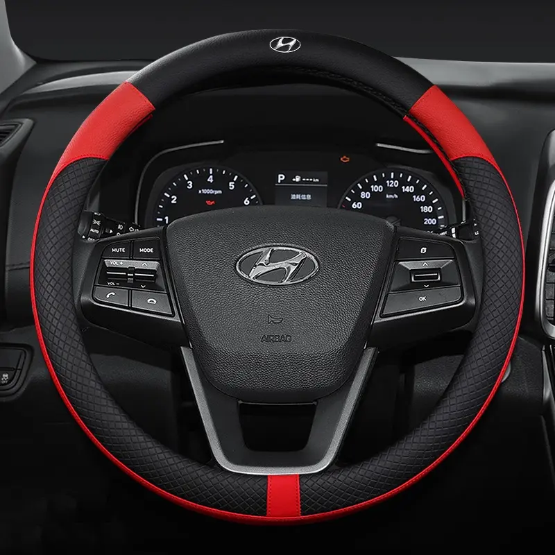 NEW item Car Steering Wheel Cover For Hyundai Elantra i10 Grand Starex SantaFe Sonata Tucson Getz Matrix Accent ix25 ix35 2022 Leather Absorb Sweat Accessories