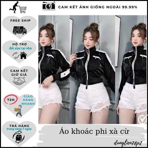 Áo khoác crotop lửng phi xà cừ 2 lớp freesize dưới 56kg cho nữ Thông thường Trơn Top Jacket Women Túi trong Túi Hộp Có Túi Kem