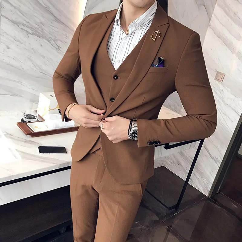 <Tặng cavat>  VEST nam cao cấp - Mẫu vàng Bò sang trọng - VEST chú rể  - Đi chơi  - suit sự kiện,.... Áo Menswear