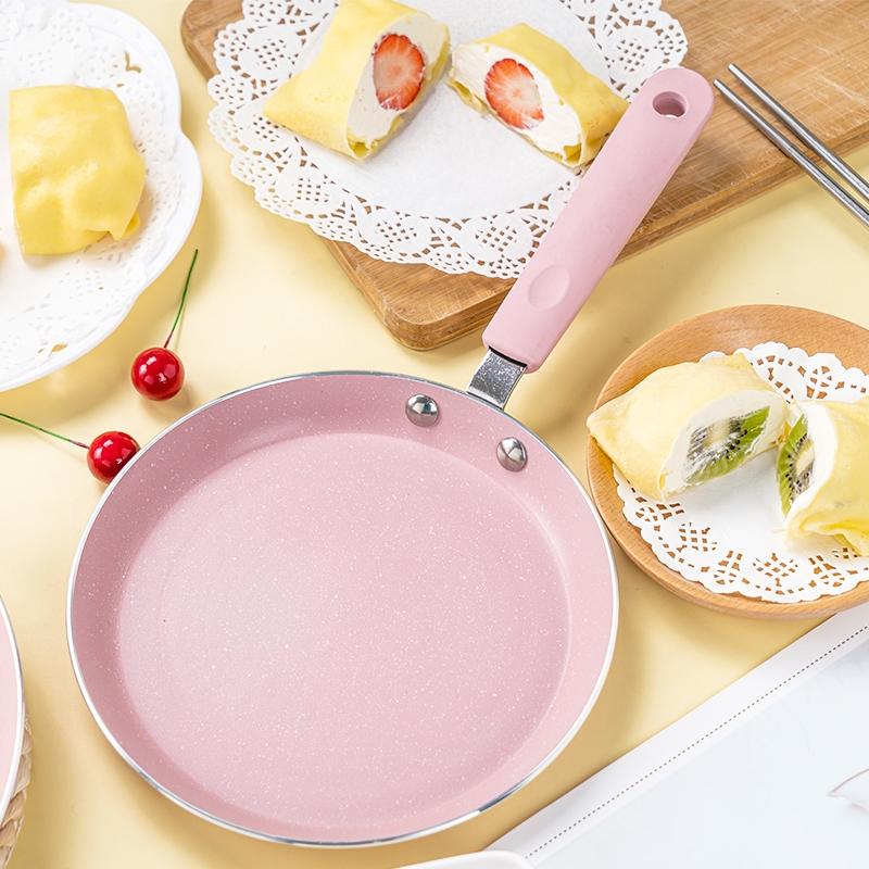 Chảo chống dính,chảo làm bánh xèo chiên trứng màu hồng thích hợp với mọi loại bếp 2