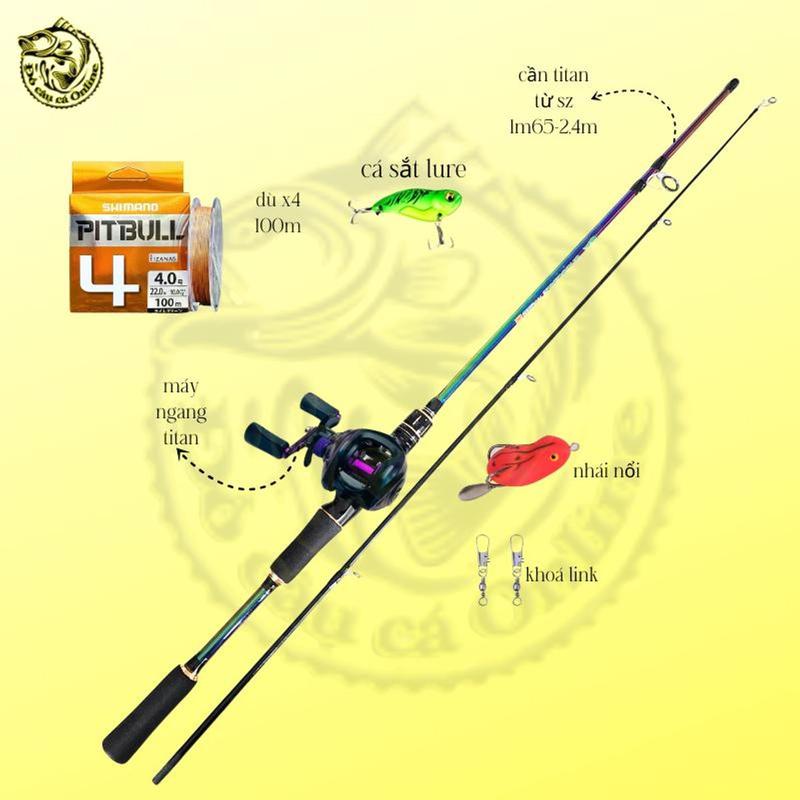 Combo Cần Lure Titan  Kèm Dù Pitpull X4 Cam Và Phụ Kiện Tặng Kèm Hấp Dẫn