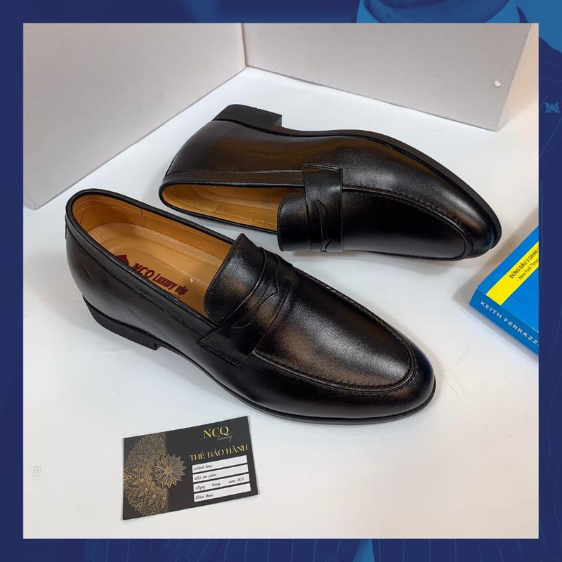 Giầy lười công sở da bò cao cấp tăng chiều cao 6,5cm đến cao su khâu - giầy da tăng cao lịch lãm Nam GiàY Shoes Đế Bằng