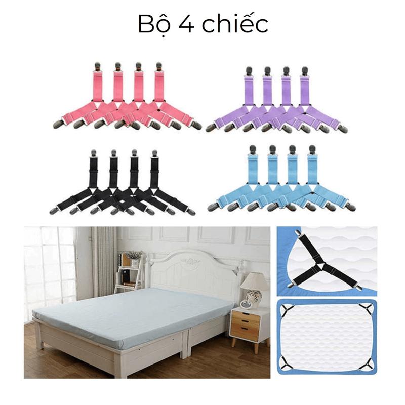 Bộ 4 dây Kẹp drap 3 chấu Cố Định Ga Giường Màu Ngẫu Nhiên , Drap Giường, Chống Xê Dịch Chịu Lực Tốt