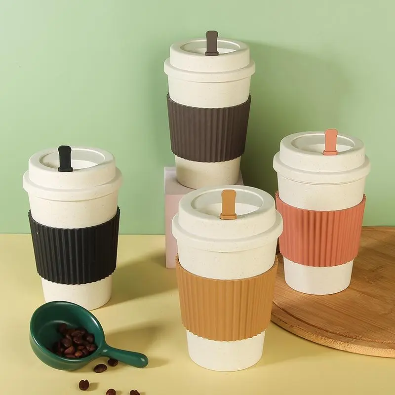 Coffee Cup with Heat Resistant Cup Sleeve, 1 Count Reusable Colorblock Water Cup, Camping Drinking Bottle, Tumbler Cups, Preppy Cups, Water Bottles 3