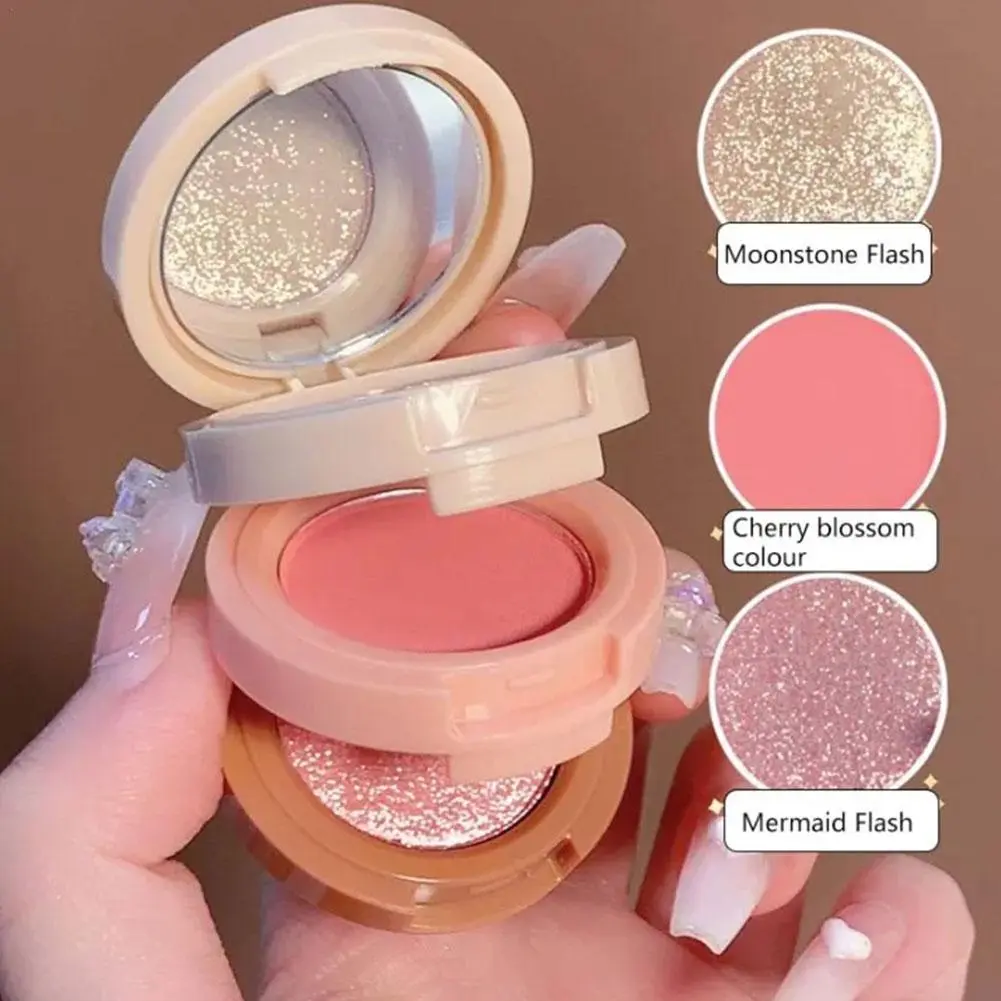 3 In 1 Matte Highlighter Blush Palette Pearly Blush Shiny Eyeshadow Multifunctional Face Makeup Palette women Cosmetics hot