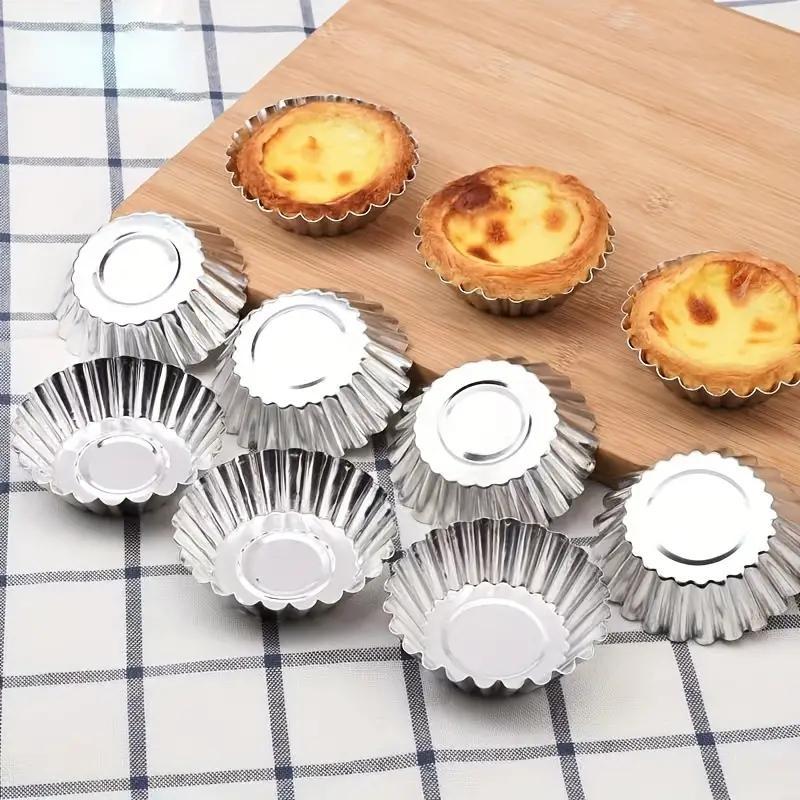 Reusable Stainless Steel Egg Tart Molds, 10pcs Cookie Pudding Jellies Pastry Molds, Baking Accessories for Home Kitchen Dessert Shop Picnic Baking House 2