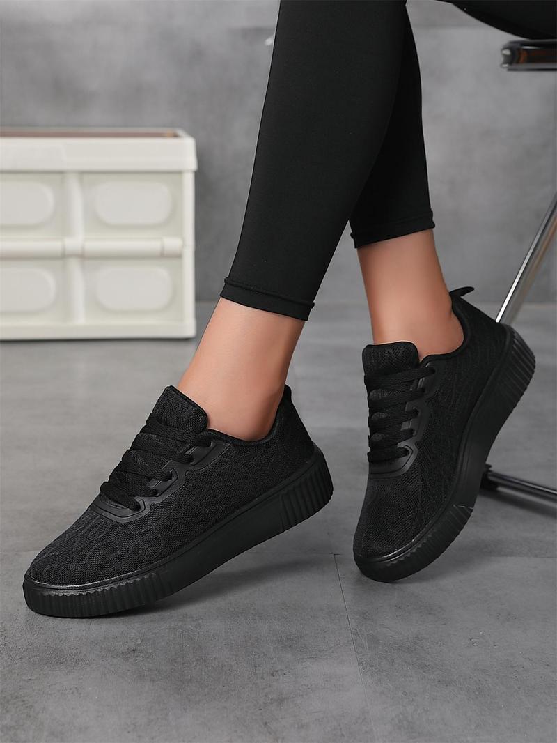 Product Introduction of Women's Fashionable Solid Lace Up Low Top Skateboard Sneakers, Casual Comfortable Sports Shoes for Daily Wear, Female All-match Round Toe Shoes for Daily Wear 12