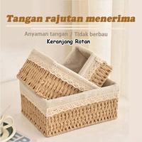 Gambar Keranjang Rotan Penyimpanan Box/Keranjang Penyimpanan Keranjang Makanan Ringan Kotak/Penyimpanan Kosmetik Kotak - gaya kupu-kupu-S dari Vixplorn MALL Kab. Tangerang 1 Tokopedia