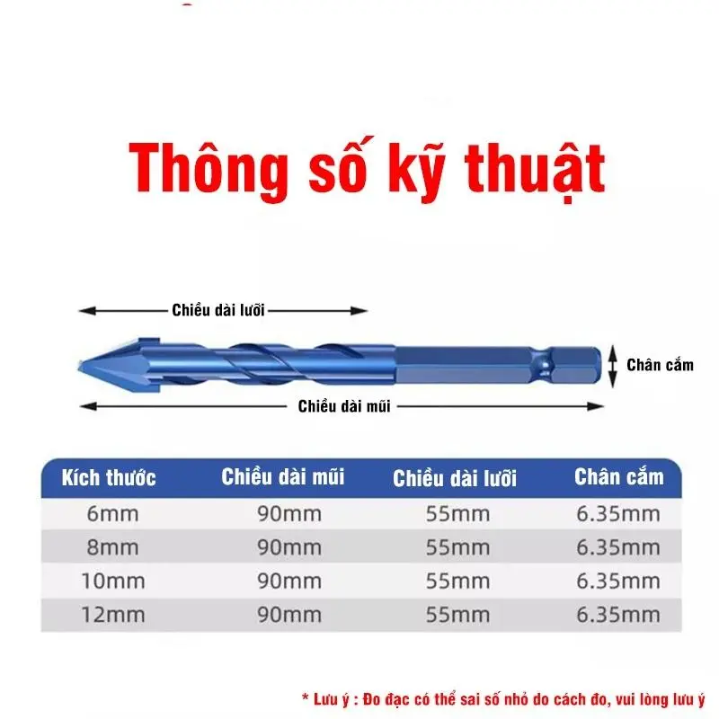 Mũi Khoan Đa Năng Cao Cấp V2 - Đầu Lệch Tâm, Khoan Gạch Men, Độ Cứng HRC 40