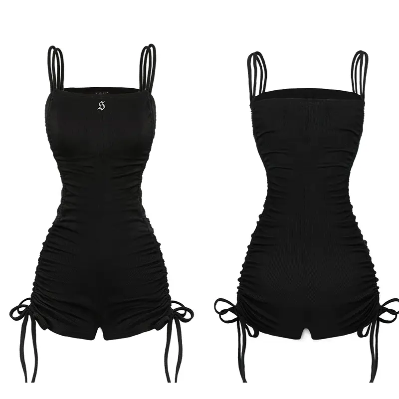 Jumpsuit nữ ngắn đùi rút dây SISTERS gợi cảm màu đen, trắng chất thun gân co dãn Émmi Jumpsuit l SS4-J5 2
