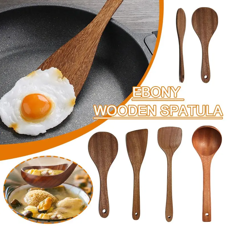 Thìa gỗ, Thìa gỗ, Thìa Súp cán dài, Thìa chống dính, Dụng cụ nấu ăn trong nhà bếp 1