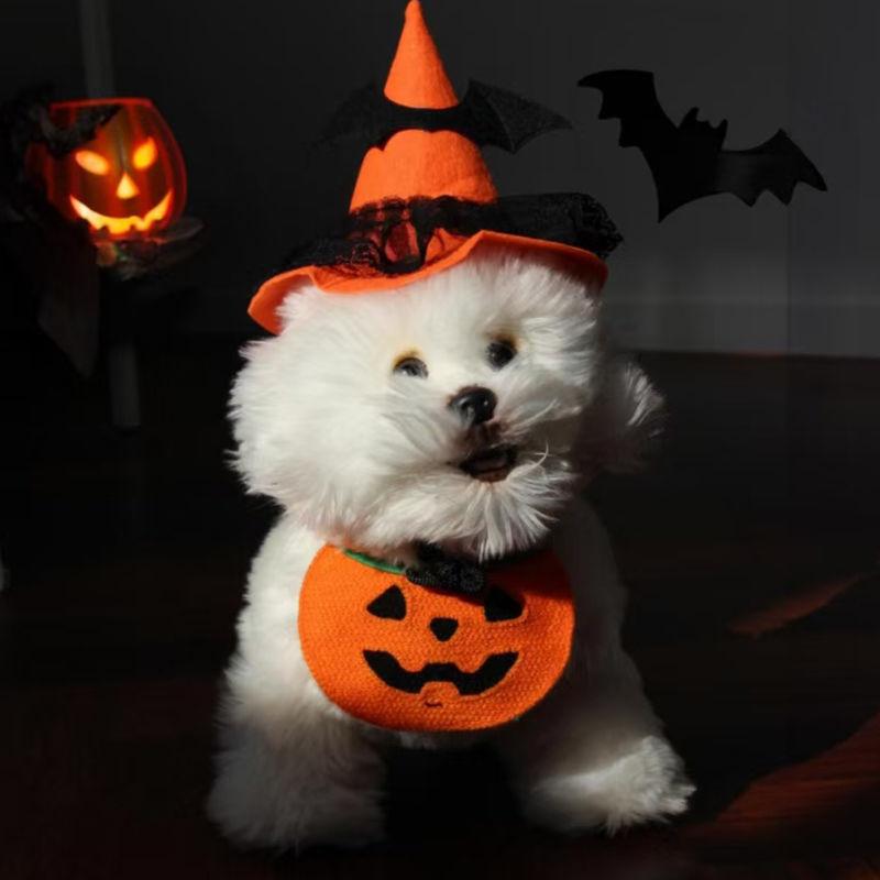 Product Introduction of Khăn Nước Két Cho Thú Cưng, Trang Phục Halloween, Đạo Cụ Halloween, Cà Vạt Co Giãn, Thích Hợp Cho Chó Và Mèo, Khăn Quàng cổ Bí Ngô, Thêu Hoạt Hình Ma Quái, Sản Phẩm khăn  tam 9