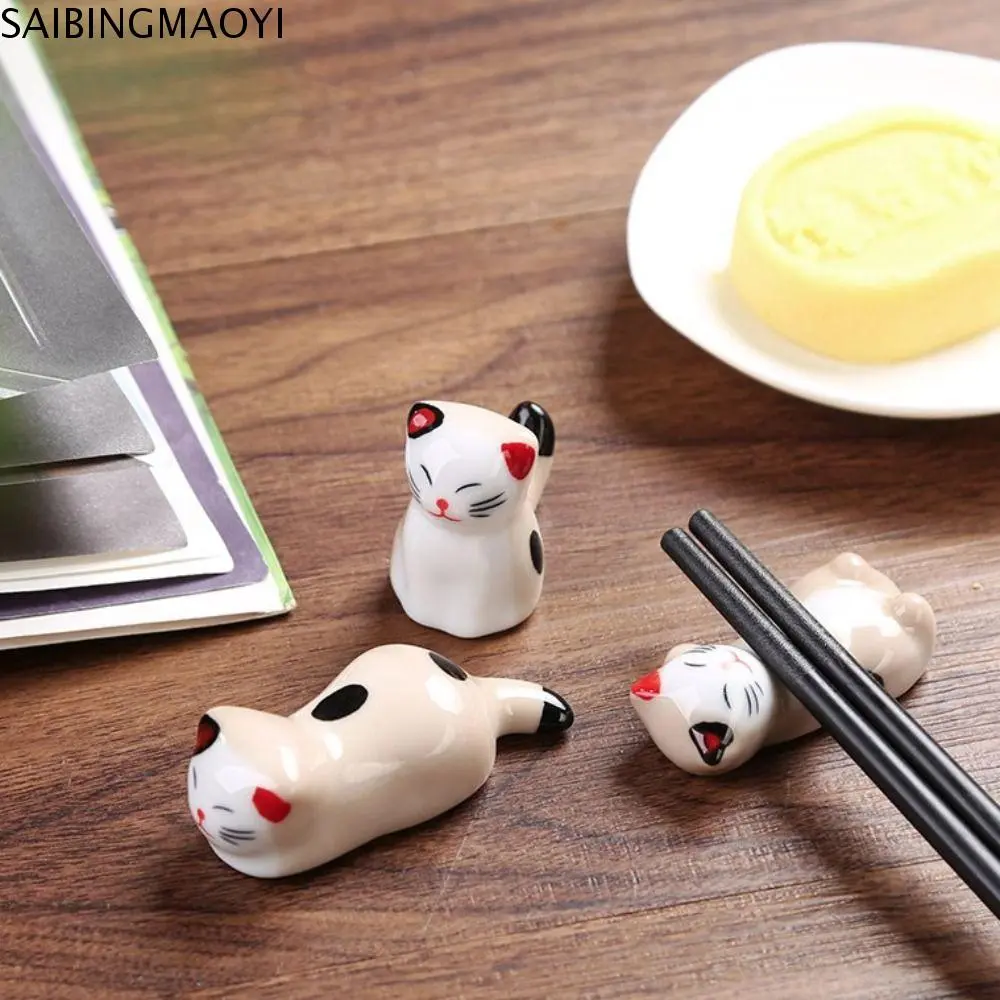 Giá Để Đũa, Thiết Kế Dễ Thương, Làm Bằng Gốm, Có Ngã Ba Để Ống Đựng Bút, Muỗng Và Nĩa, Thích Hợp Để Đồ Trang Trí Để Bàn, Lý Tưởng Để Viết Và Vẽ, Giá Để Cọ, Hình Mèo, Giá Để Bút Thư Pháp, Đồ Dùng Nghệ Thuật