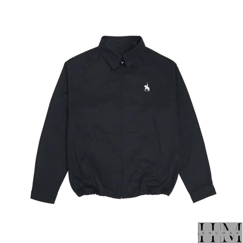 Áo khoác jacket thêu ngựa dáng Harington có cổ chất liệu kaki cotton SIXHUMAN HM075   Menswear