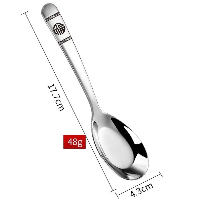 COMBO 3 Thìa chữ PHÚC 3 kích cỡ ăn cơm phở cháo inox thép cao cấp dày đẹp sáng bóng asian soup spoon 4