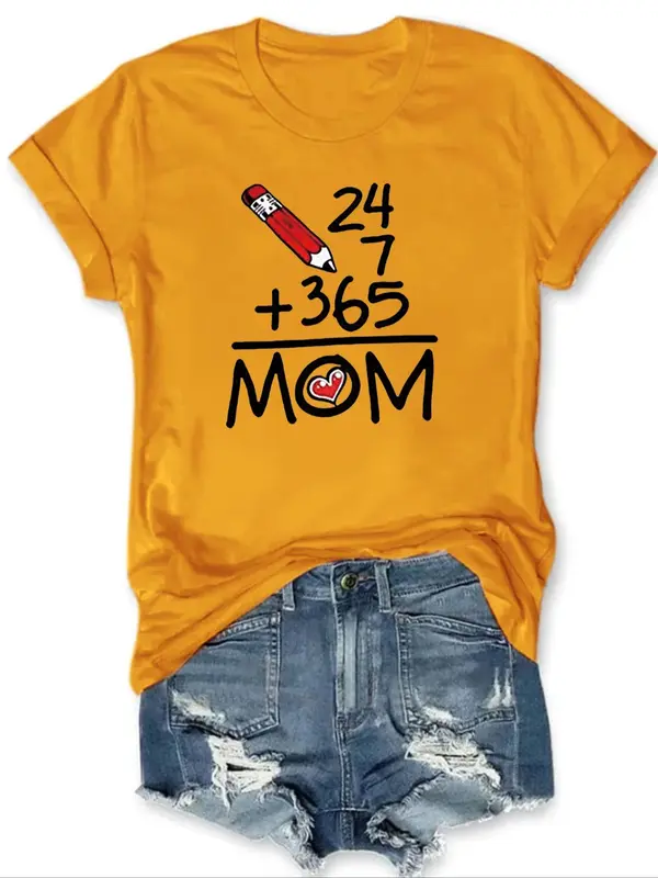 Women's Letter Print Round Neck Graphic Tee, Vintage Trendy Casual Short Sleeve T-shirt for Daily Wear, Ladies Summer Clothes 2