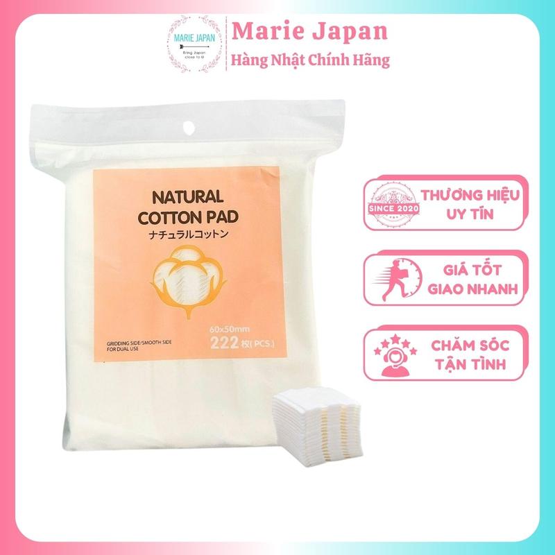  Bông Tẩy Trang NATURAL Cotton Pad 3 Lớp 222 Miếng Siêu Mềm Mịn Nhật Bản - MẪU MỚI 2024 