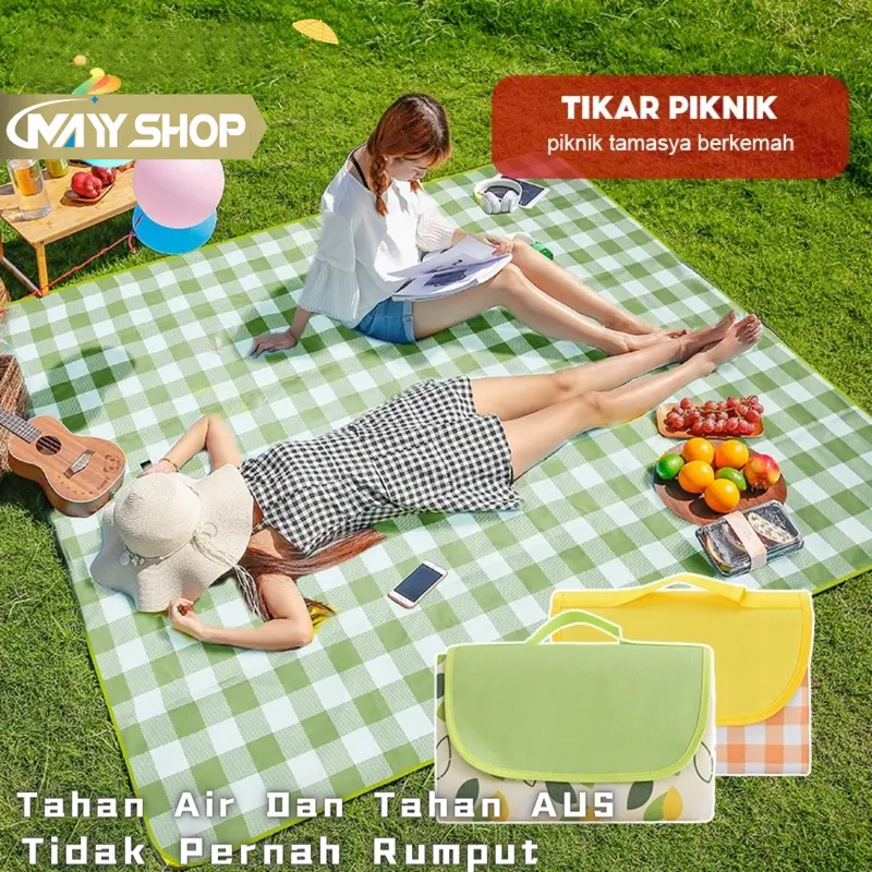 MAYY 3m*2m Tikar Piknik Murah Camping TeBal Waterproof Alas Kemah Outdoor Pantai / Tiker Tamasys Lebar Picnic Mat 0