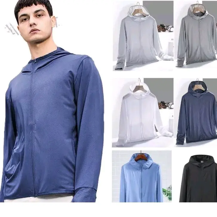 jaket mesh pria & wanita anti sinar UV Uniseks Slim-fitting Nyaman High Hitam Peter Pan Collar Pink Sports Outerwear & Hoodies Abu Pakaian Olahraga
