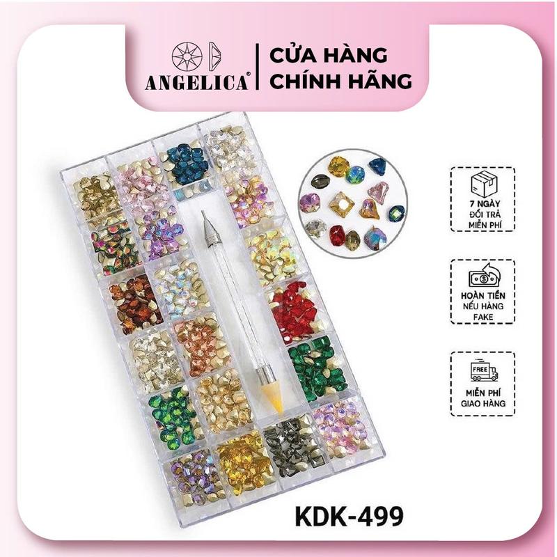 Khay mix đá khối TẶNG khay bút - ANGELICA đá nail cao cấp - KDK Sơn Gel Nữ