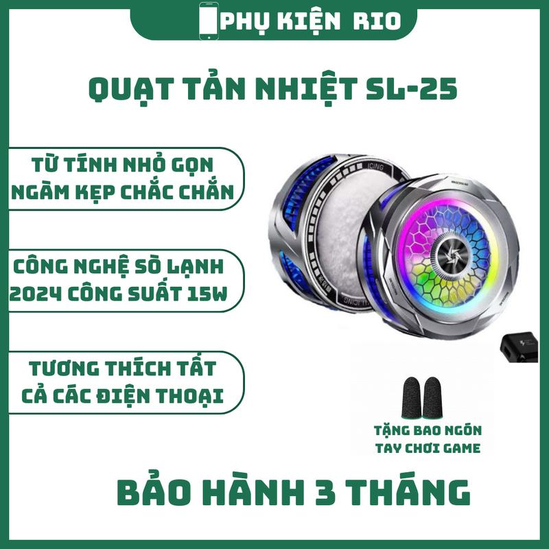 Quạt Tản Nhiệt Điện Thoại Sò Lạnh SL-25 (Led RGB Gaming, Công Suất 15W, Đóng Băng  ) - BH 1 Đổi 1 Phụ Kiện Mobile sl25 quattan  nhiet sò  lạnh sò  lạnh