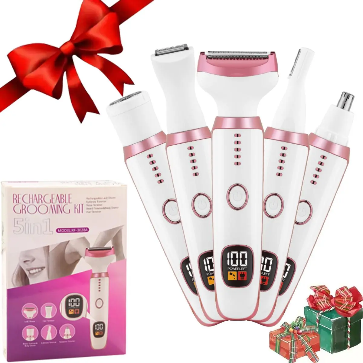 5 in 1 Wireless Hair Removal Instrument, 1 Count USB Rechargeable Hair Removal Machine with LCD Display, Personal Care Appliances for Women