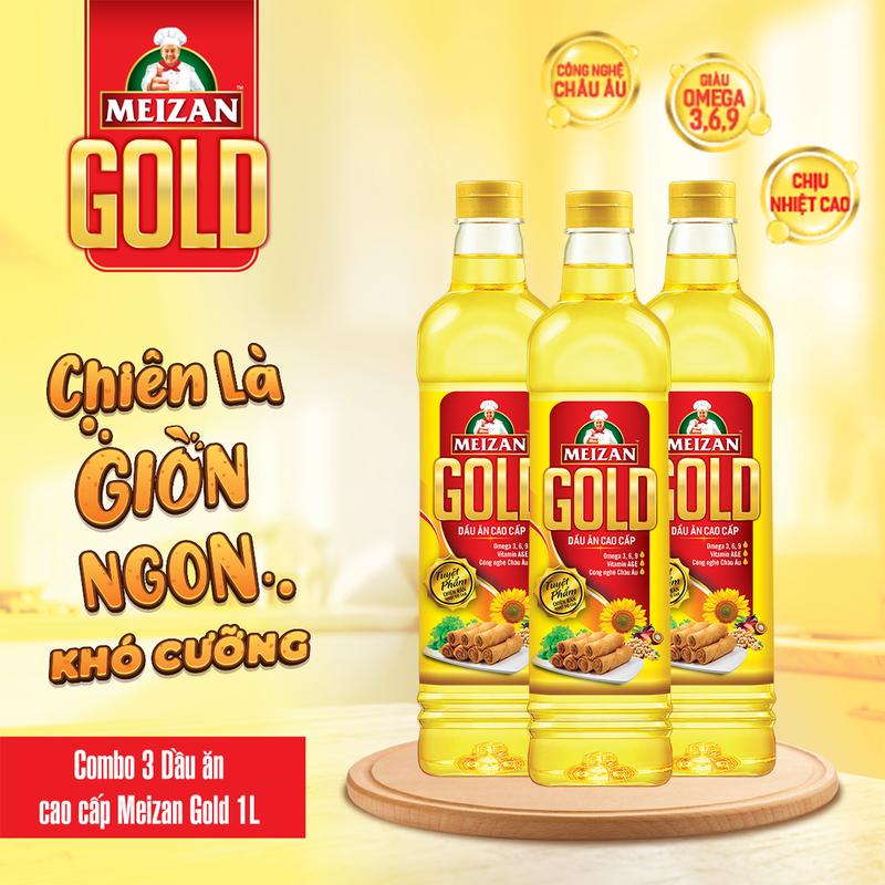   WM  Combo 3 Dầu ăn cao cấp Meizan Gold 1L Dầu ăn cao cấp Meizan Gold 1L Kết Hợp Từ 03 Loại Dầu Tự Nhiên Cao Cấp Chịu Nhiệt Cao Giảm Nguy Cơ Cháy Khét 