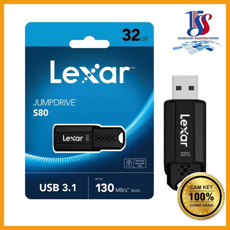USB Lexar S80 32GB JumpDrive USB 3.1 màu đen tốc độ đọc 130Mb s,có bảo mật dữ liệu - Hàng chính hãng bảo hành 36 tháng