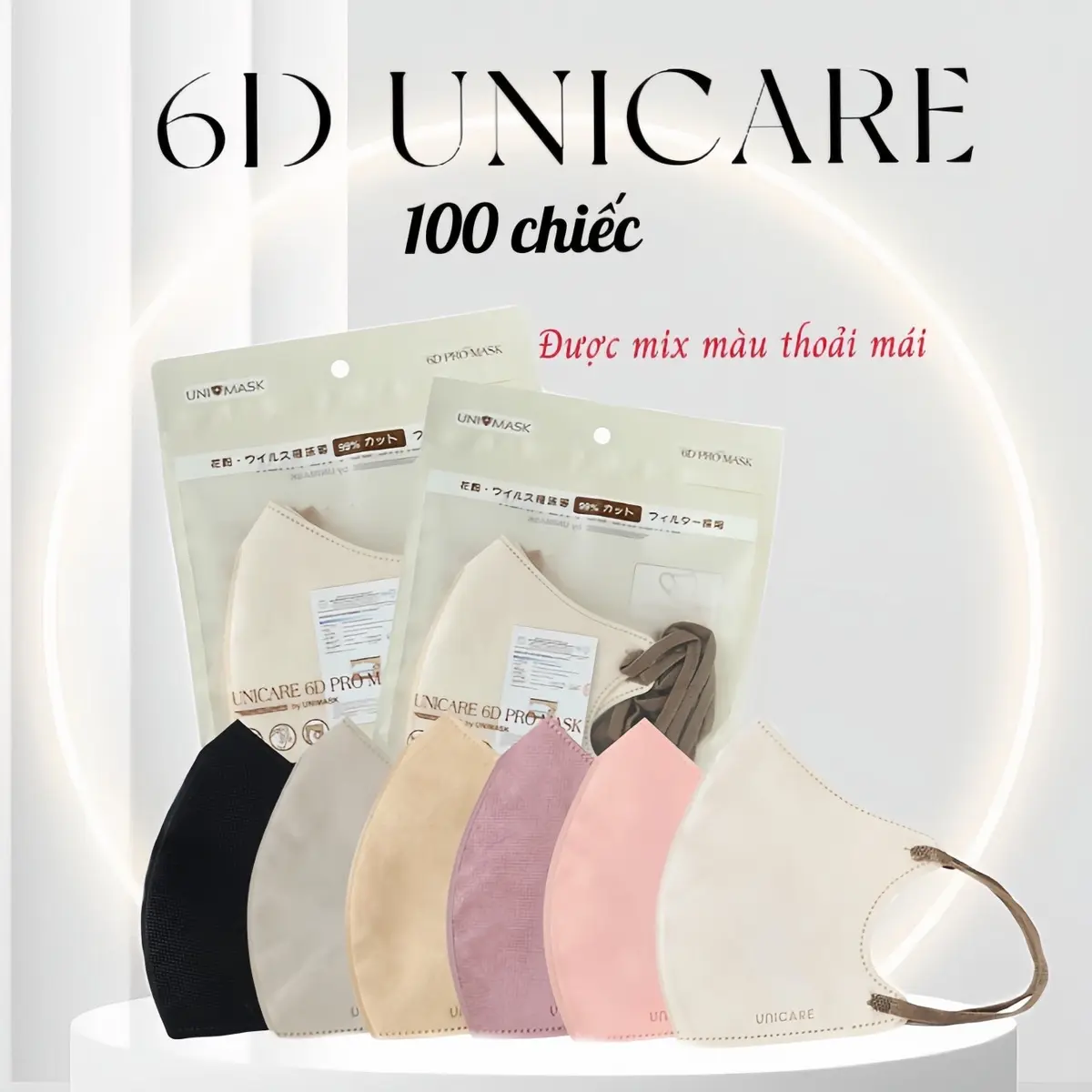 50 - 100 Chiếc khẩu trang 6D UNICARE PROMASK MẪU MỚI Xu Hướng 2023, Nhiều màu siêu xinh Phụ Kiện Che Mặt Accessories Nam Nữ