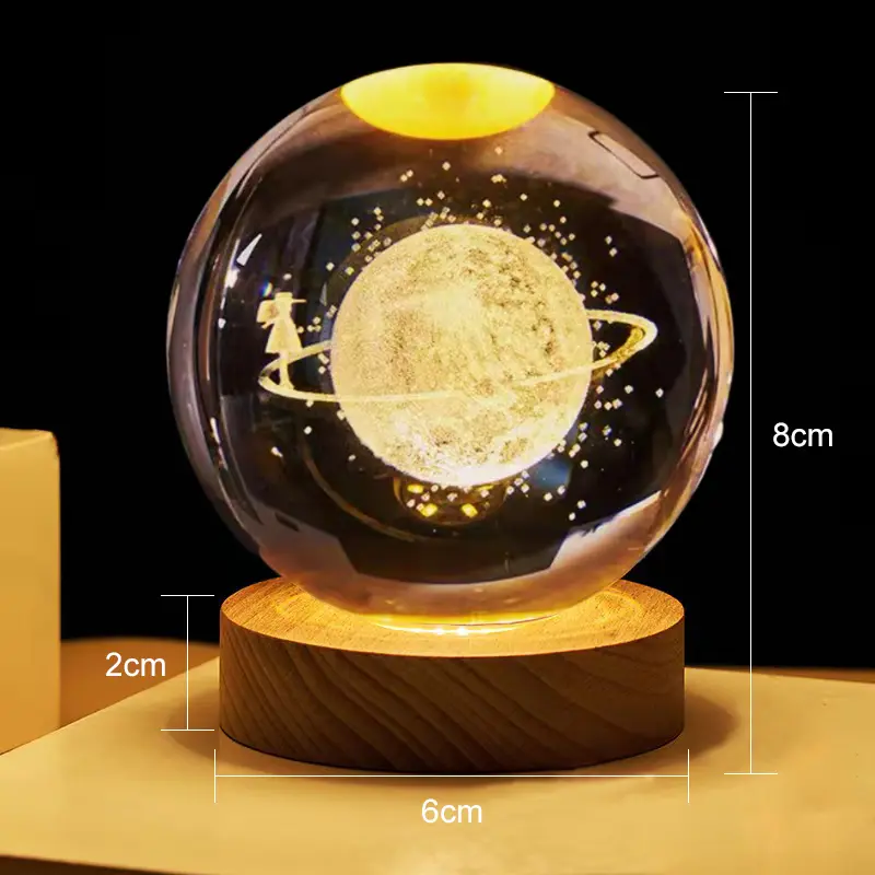 3D Crystal Ball Mặt trăng và cá voi vũ trụ ánh sáng ban đêm Glowing Trang trí nội thất Four Leaf Grass Giáng sinh Quà tặng Tình yêu Quà sinh nhật đèn Light 1