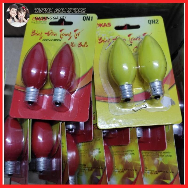 Compo 2 bóng đèn LED trái ớt quả nhót cà na đèn thờ bóng trang trí QN1 QN2 QN3 QN4 2 đui E12