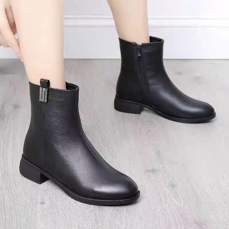 Giày Nữ, Kích Thước Rách, Thời Trang, Thích Hợp Cho Mùa Thu Và Mùa Đông, Bốt Ngắn Mới, Gót Thấp, Bốt Bông, Thích Hợp Cho Các Hoạt Động Ngoài Trời Mùa Đông, Phong Cách Đơn Giản, Nhà Máy Cung Cấp, Cho Mẹ 0