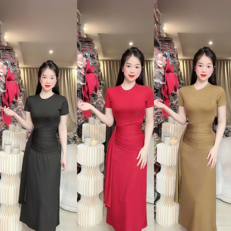 U69 Đầm body thiết kế tà cách điệu dúm eo che mỡ bụng đi tiệc đi làm đều đẹp váy hela by Thương Lê U69