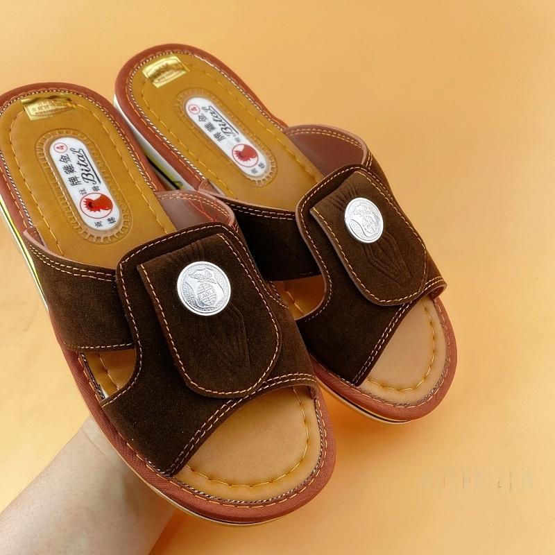 Dép Lê Gà quai ngang Bitas hàng Đẹp 2 màu Nâu Đen Nam Đế Bằng