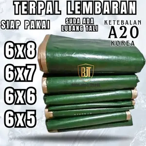 Terpal Tebal A20 Korea Plastik 6x8 6x7 6x6 Tutup Tenda Terop Jemuran Truck Hijau emas Anti air tenda kemah pramuka mewah tingkat 2 layar jemur