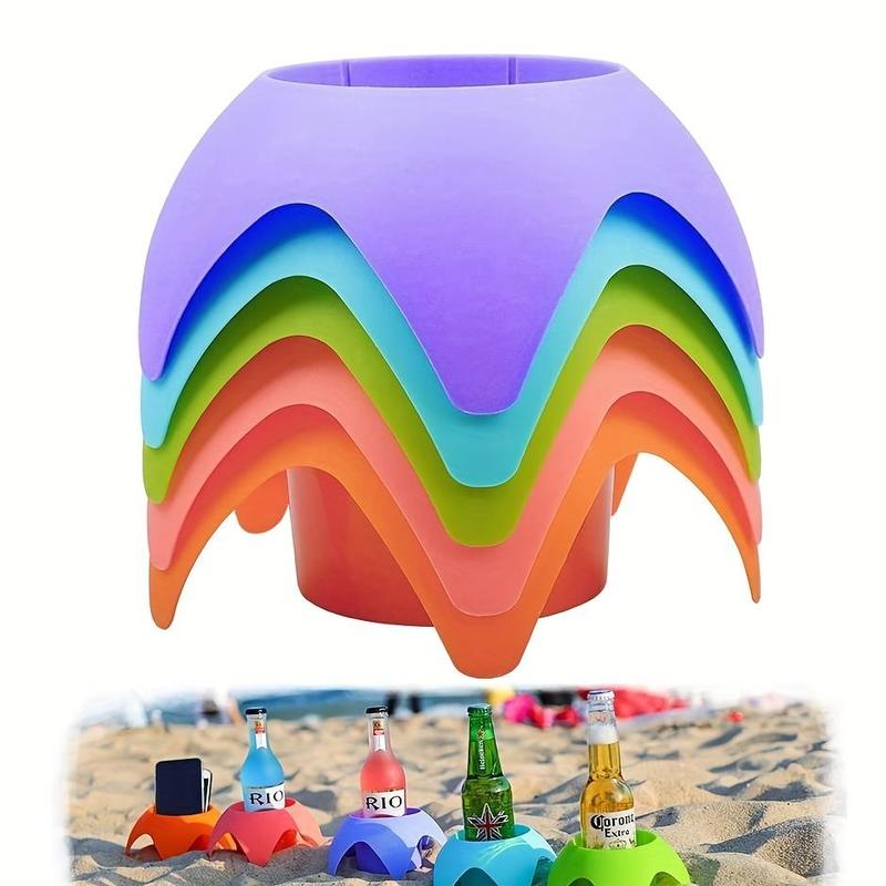 Multifunctional Beach Cup Holder, Bottle Holder, Creative Beach Holder for Beer, Beverage, Phone, Sun Glasses, Key 6