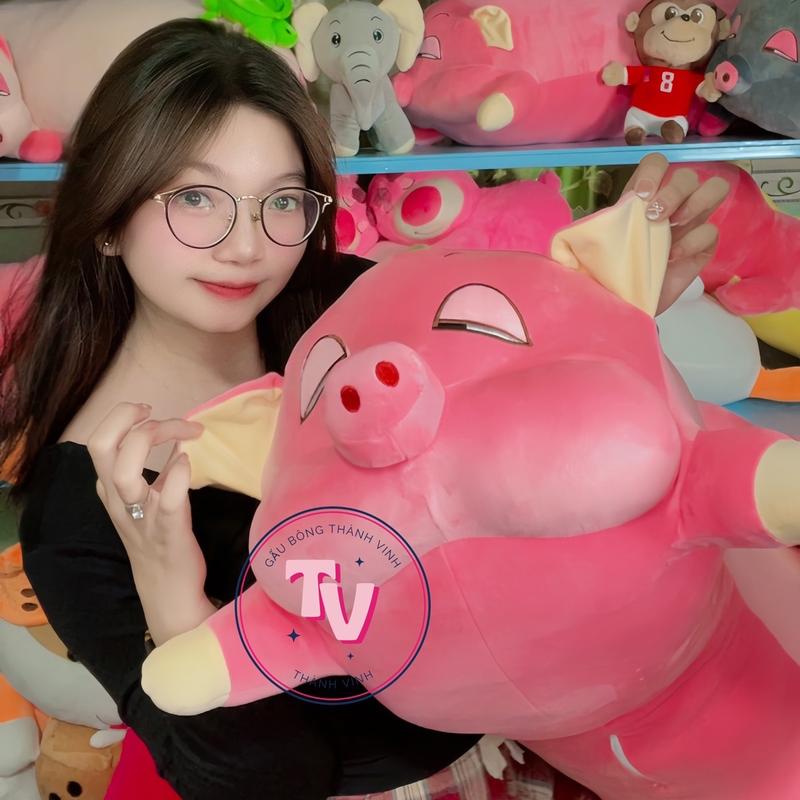 Gấu Bông Heo Mắt Híp 1m1 màu hồng đậm siêu cute Vải Miniso mềm mịn Thú Nhồi Bông dễ thương Thú Bông Đồ Chơi gấu bông gaubong conheo