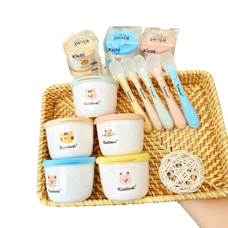 Bộ 3 sản phẩm: cốc - chén và thìa silicon ăn dặm  Cho Bé