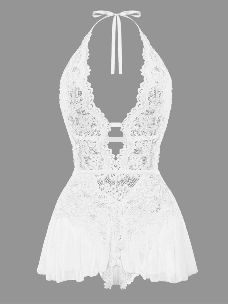 Product Introduction of Women's Solid Floral Lace Backless Sexy Lingerie Bodysuit, Naughty Lingerie, Elegant Sexy Cut Out Tie Back Lingerie Bodysuit for All Seasons, Women's Sexy Underwear for Daily Wear 15