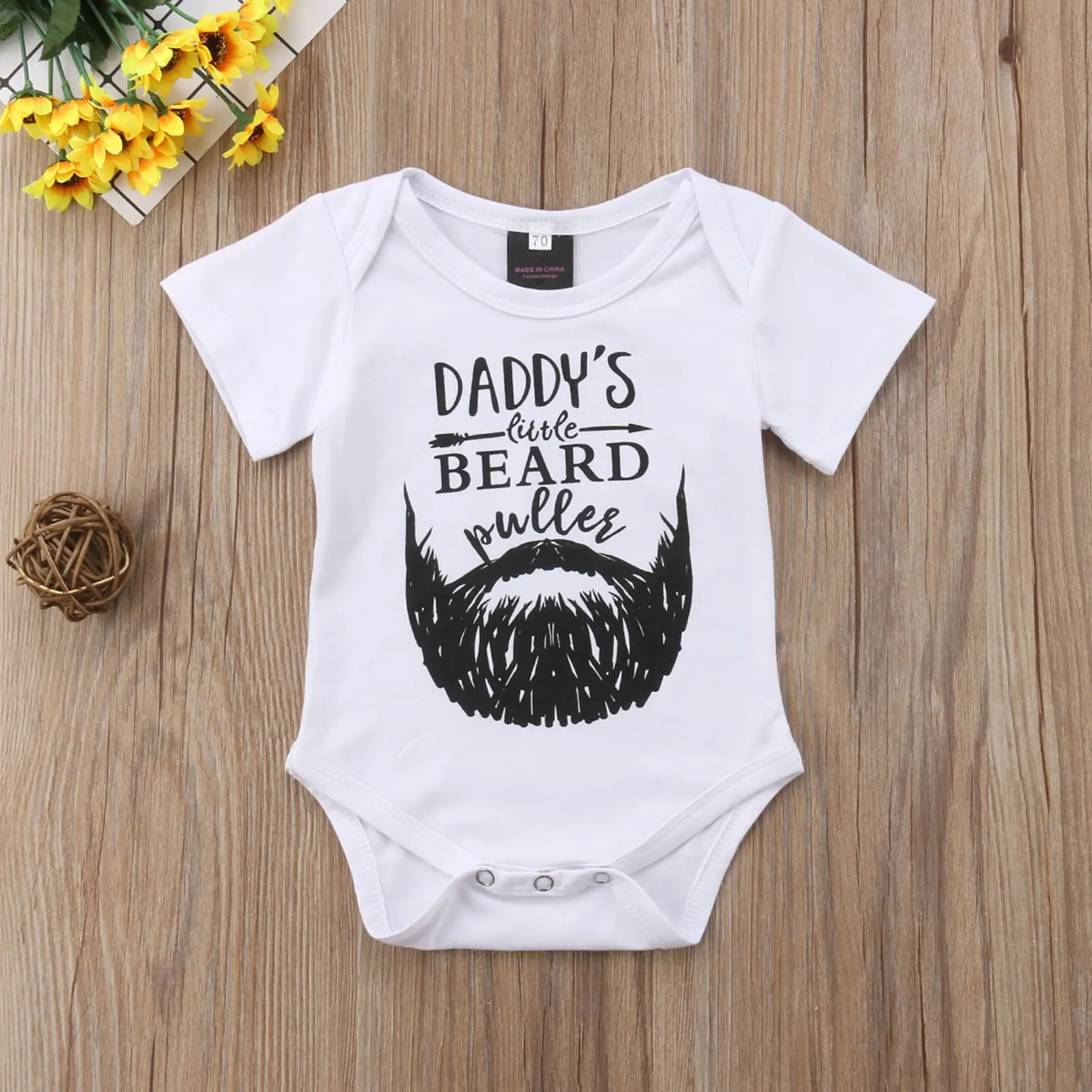 Baby Boy's Short Sleeve Romper Letter Print Round Neck Bodysuit Summer Casual  Outfit